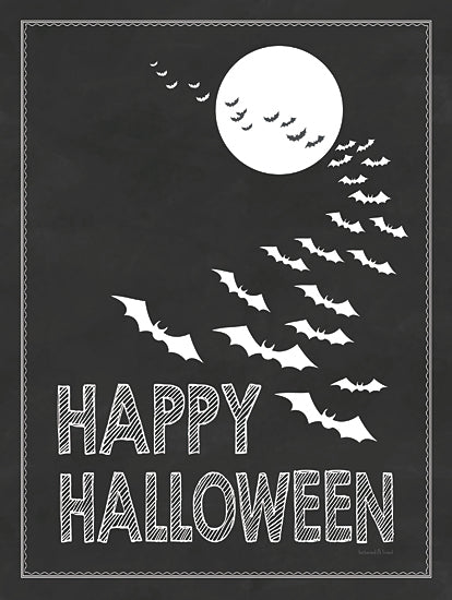 lettered & lined LET443 - LET443 - Happy Halloween - 12x16 Happy Halloween, Halloween, Bats, Moon, Typography, Signs from Penny Lane