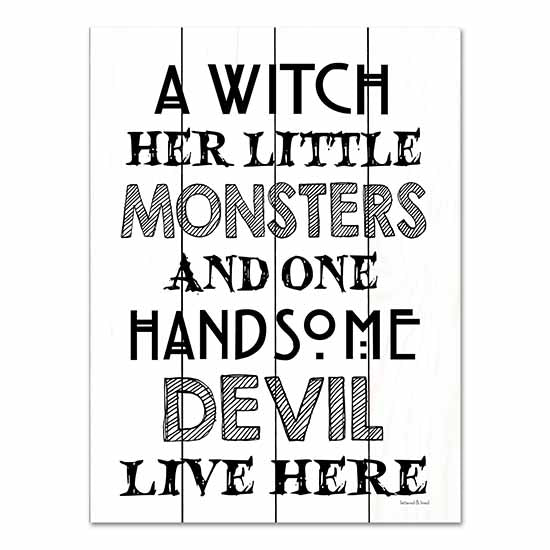 lettered & lined LET459PAL - LET459PAL - A Witch - 12x16 Witch, Monsters, Devil, Halloween, Whimsical, Typography, Black & White, Signs from Penny Lane