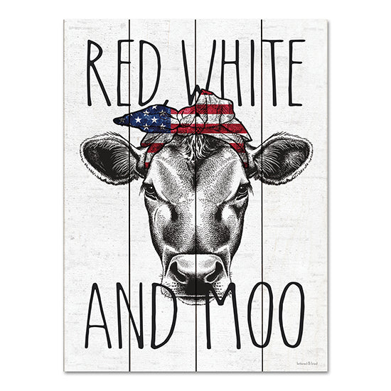 lettered & lined LET463PAL - LET463PAL - Red, White and Moo - 12x16 Red, White and Moo, Cows, Patriotic, Whimsical, Red, White & Blue, Typography, Signs from Penny Lane