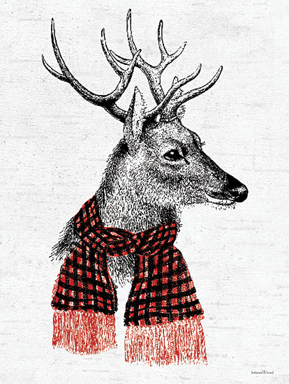 lettered & lined LET466 - LET466 - Holiday Reindeer   - 12x16 Christmas, Holidays, Reindeer, Animals, Scarf, Whimsical, Drawing Print, Winter from Penny Lane