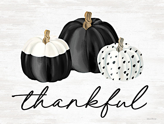 lettered & lined LET498 - LET498 - Thankful - 16x12 Thankful, Pumpkins, Black & White Pumpkins, Still Life, Fall, Autumn, Typography from Penny Lane