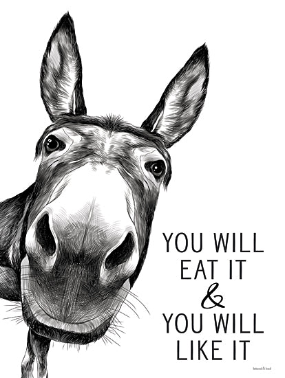 lettered & lined LET534 - LET534 - You Will Eat It - 12x16 You Will Eat It, Whimsical, Donkey, Kitchen, Children, Kid's Art, Typography, Signs from Penny Lane