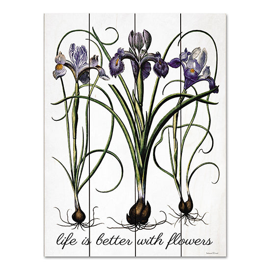 lettered & lined LET545PAL - LET545PAL - Life is Better with Flowers - 12x16 Life is Better with Flowers, Iris, Purple Flowers, Typography, Signs from Penny Lane