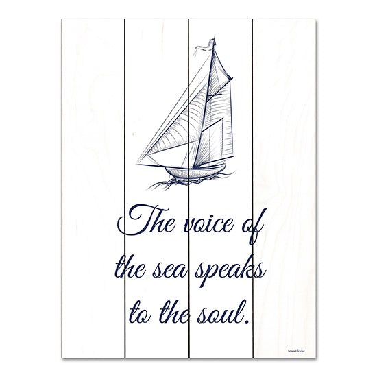 lettered & lined LET562PAL - LET562PAL - The Voice of the Sea - 12x16 The Voice of the Sea, Blue & White, Typography, Signs, Coastal from Penny Lane