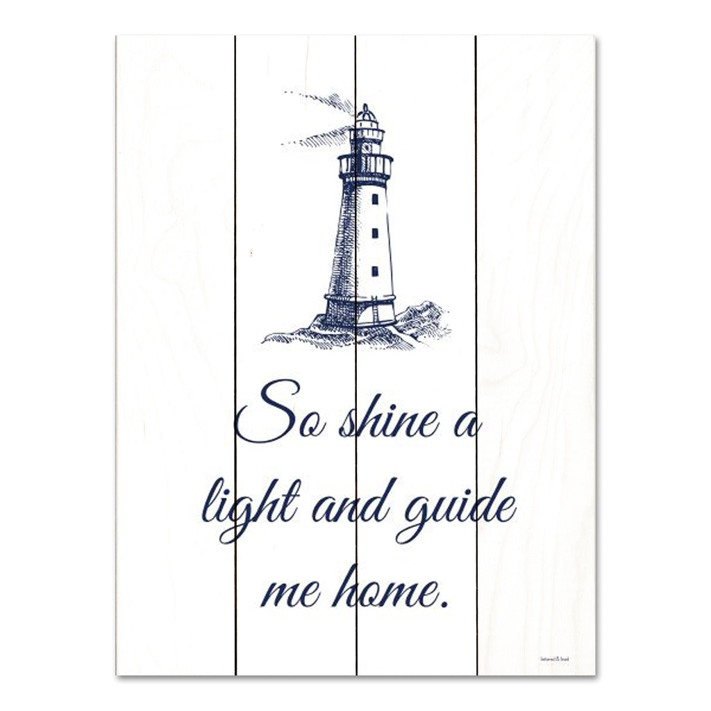 lettered & lined LET563PAL - LET563PAL - Guide Me Home - 12x16 Guide Me Home, Lighthouse, Coastal, Blue & White, Typography, Signs from Penny Lane