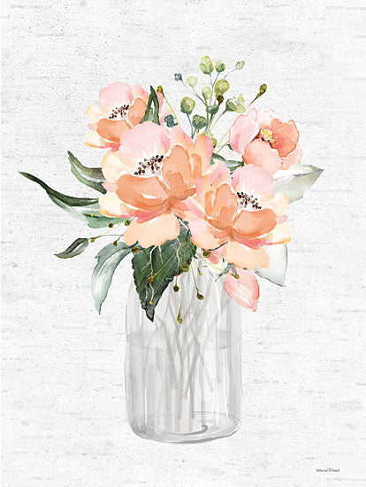 lettered & lined LET578 - LET578 - Spring Floral I - 12x16 Flowers, Spring Flowers, Jar, Farmhouse/Country, Spring, Peach Flowers from Penny Lane