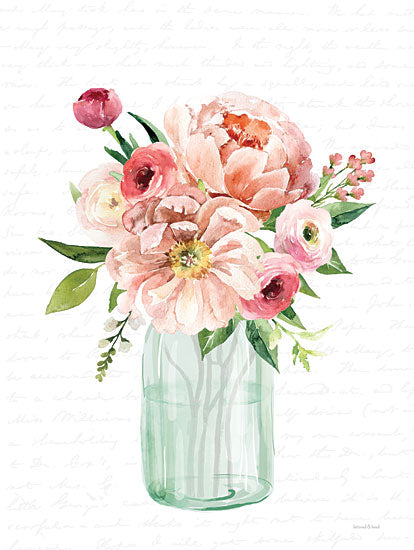lettered & lined LET579 - LET579 - Spring Floral II - 12x16 Flowers, Spring Flowers, Jar, Farmhouse/Country, Spring, Pink Flowers from Penny Lane