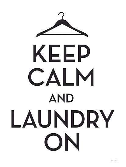lettered & lined LET593 - LET593 - Keep Calm and Laundry On - 12x16 Keep Calm and Laundry On, Laundry, Laundry Room Humorous, Black & White, Typography from Penny Lane