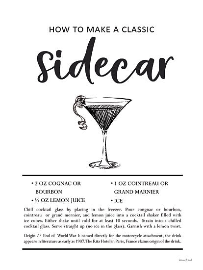 lettered & lined LET608 - LET608 - Sidecar - 12x16 Side Car Cocktail, Drink, Cocktail, Recipe, Kitchen, Typography, Signs from Penny Lane
