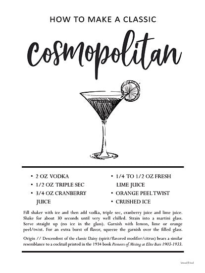 lettered & lined LET609 - LET609 - Cosmopolitan - 12x16 Cosmopolitan Cocktail, Drink, Cocktail, Recipe, Kitchen, Typography, Signs from Penny Lane