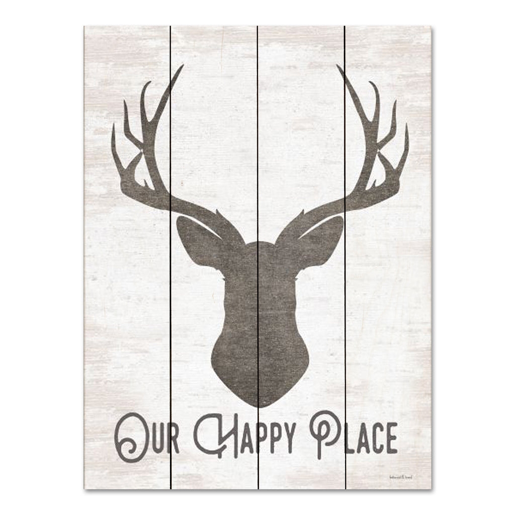 lettered & lined LET625PAL - LET625PAL - Our Happy Place - 12x16 Our Happy Place, Deer, Lodge, Typography, Signs from Penny Lane