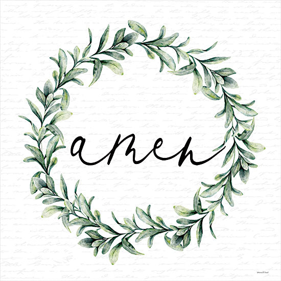 lettered & lined LET637 - LET637 - Amen Wreath - 12x12 Religious, Amen, Wreath, Greenery, Eucalyptus, Typography, Signs from Penny Lane