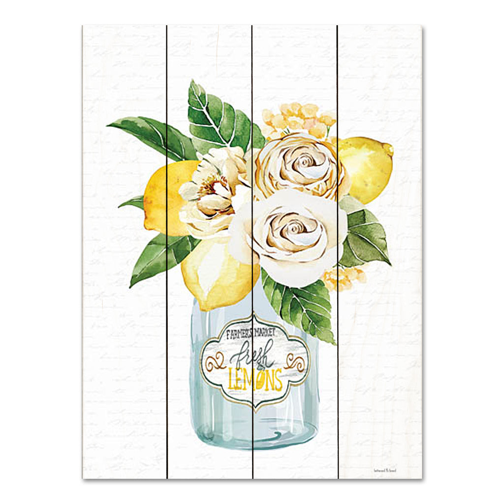 lettered & lined LET641PAL - LET641PAL - Lemons and Flowers Bouquet - 12x16 Lemons, Flowers, Glass Jar, Yellow Flowers, Fruit, Kitchen, Cottage/Country from Penny Lane