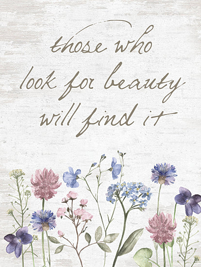 lettered & lined LET652 - LET652 - Look for Beauty - 12x16 Inspirational, Those Who Look for Beauty Will Find It, Typography, Signs, Flowers, Wildflowers, Spring from Penny Lane