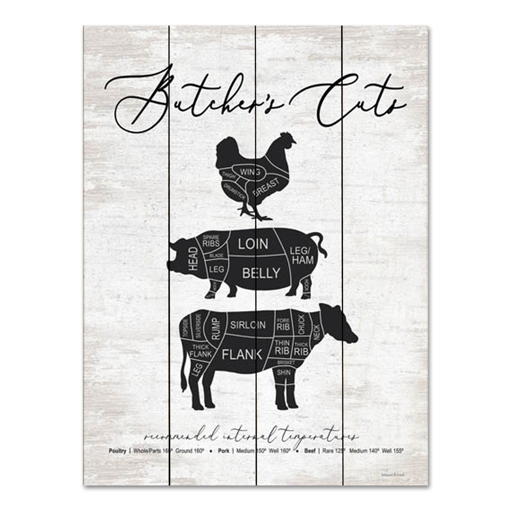 lettered & lined LET696PAL - LET696PAL - Butcher's Cuts - 12x16 Kitchen, Cow, Pig, Rooster, Animal Stack, Butcher Cuts, Meat, Chart, Typography, Signs from Penny Lane