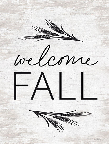 lettered & lined LET703 - LET703 - Welcome Fall - 12x16 Fall, Welcome Fall, Welcome, Typography, Signs, Wheat, Black & White from Penny Lane