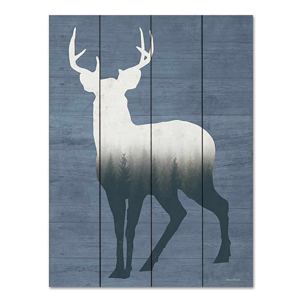 lettered & lined LET749PAL - LET749PAL - Born in the Wild Deer - 12x16 Deer, Silhouette, Double Exposure, Lodge, Pine Trees, Masculine from Penny Lane