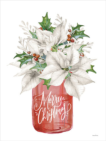 lettered & lined LET755 - LET755 - Merry Christmas Poinsettias - 12x16 Christmas, Holidays, Flowers, Poinsettias, Christmas Flowers, White Poinsettias, Jar, Merry Christmas, Typography, Signs, Farmhouse/Country, Winter from Penny Lane