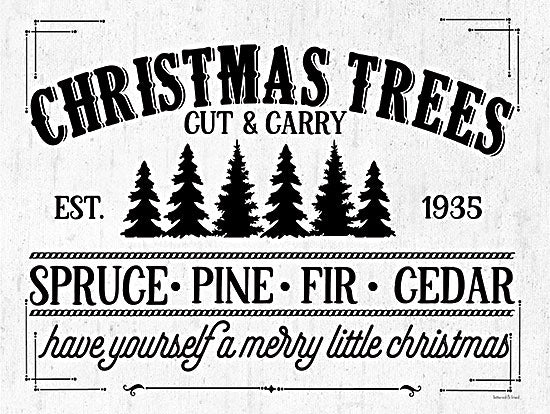 lettered & lined LET767 - LET767 - Christmas Trees - 16x12 Christmas, Holidays, Christmas Trees, Trees, Advertisement, Typography, Signs, Winter, Textual Art, Black & White from Penny Lane