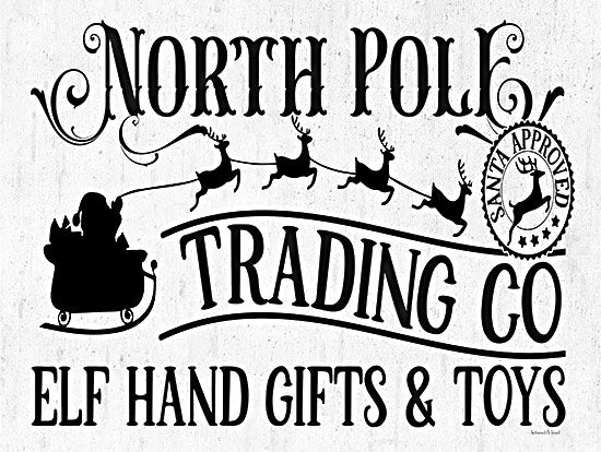 lettered & lined LET769 - LET769 - North Pole Trading Co. - 16x12 Christmas, Holidays, North Pole Trading Co, Typography, Signs, Textual Art, Black & White, Whimsical, Santa's Sleigh, Winter from Penny Lane