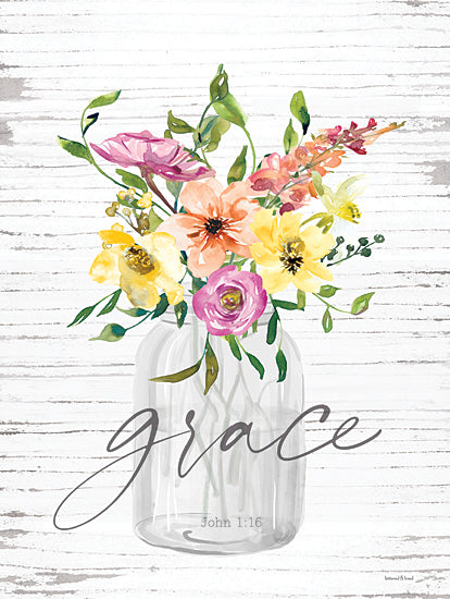 lettered & lined LET849 - LET849 - Grace Flowers - 12x16 Flowers, Spring Flowers, Canning Jar, Religious, Grace, Typography, Signs, Textual Art, Spring, Cottage/Country from Penny Lane