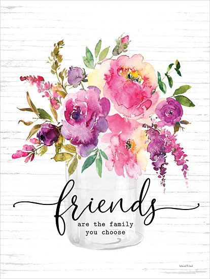 lettered & lined LET868 - LET868 - Friends Are the Family You Choose - 12x16 Flowers, Pink and Purple Flowers, Inspirational, Friends, Friends are the Family You Choose, Typography, Signs, Textual Art, Spring, Vase, Bouquet, Greenery from Penny Lane