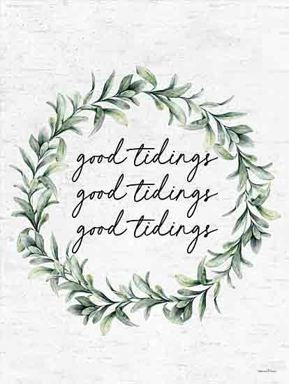 lettered & lined LET925 - LET925 - Good Tidings Wreath - 12x16 Christmas, Holidays, Wreath, Greenery, Good Tidings, Typography, Signs, Textual Art, Winter from Penny Lane