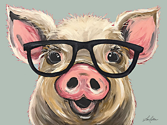 Lee Keller LK101 - LK101 - Smart Posey the Pig - 16x12  Pig, Whimsical, Glasses, Portrait, Farm Animal from Penny Lane