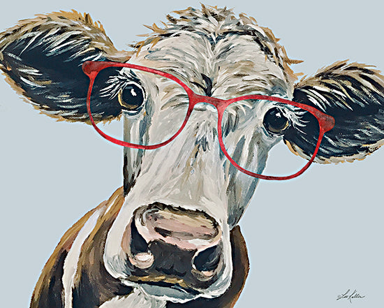 Lee Keller LK104 - LK104 - Cora the Cow - 16x12  Cow, Whimsical, Glasses, Portrait, Farm Animal from Penny Lane