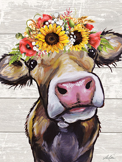Lee Keller LK115 - LK115 - Sunflower Hazel - 12x16 Cow, Farm Animal, Floral Crown, Sunflowers, Whimsical from Penny Lane