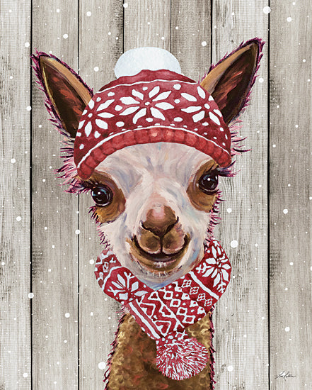 Lee Keller LK141 - LK141 - Christmas Alpaca  - 12x16 Alpaca, Winter, Christmas, Hat & Scarf, Whimsical from Penny Lane