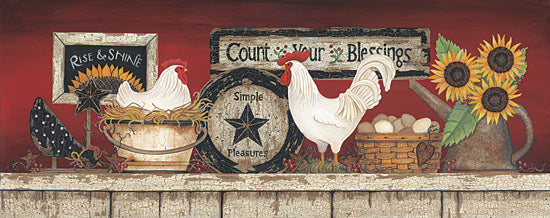 Linda Spivey LS1204 - LS1204 - Rise & Shine - 36x12 Rise & Shine, Chickens, Roosters, Count Your Blessings, Country, Still Life, Sunflowers, Farm, Kitchen from Penny Lane