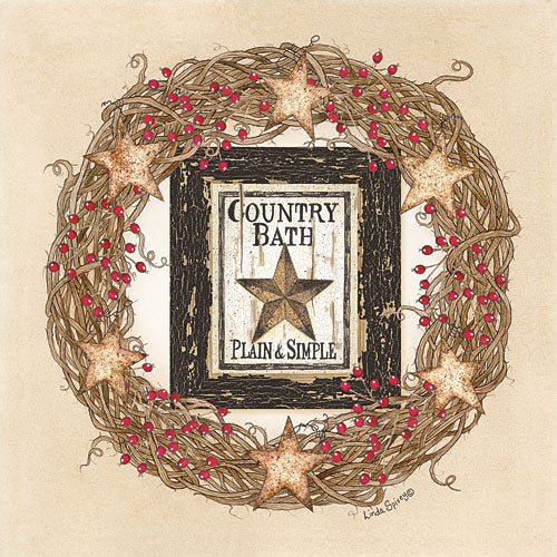Linda Spivey LS1627 - Country Bath Wreath - Country, Wreath, Bath, Berries, Barnstar from Penny Lane Publishing