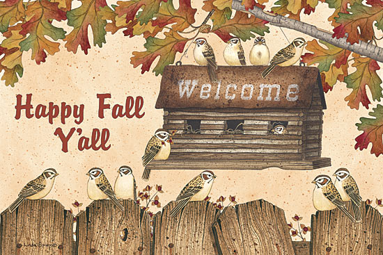 Linda Spivey LS1667 - Happy Fall Y'all - Birdhouse, Log Cabin, Birds, Autumn, Leaves, Signs from Penny Lane Publishing
