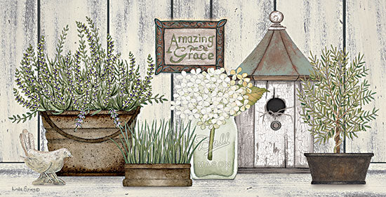Linda Spivey LS1843 - LS1843 - Collection of Herbs - 18x9 Still Life, Bird House, Amazing Grace, Herbs, Potted Plants, Hydrangeas, Flowers, Ball Jar, Country from Penny Lane