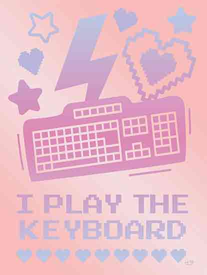 Lux + Me Designs LUX1002 - LUX1002 - I Play the Keyboard - 12x16 Games, Video Games, Humor, Tween, Girls, I Play the Keyboard, Typography, Signs, Textual Art, Pink, Keyboard, Hearts, Lightening Bolt from Penny Lane