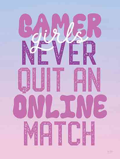 Lux + Me Designs LUX1007 - LUX1007 - Gamer Girls Never Quit - 12x16 Games, Video Games, Tween, Girls, Gamer Girls Never Quit an Online Match, Typography, Signs, Textual Art, Pink from Penny Lane
