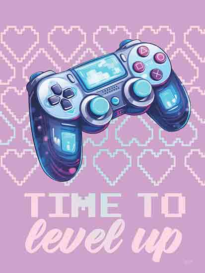 Lux + Me Designs LUX1009 - LUX1009 - Time to Level Up - 12x16 Games, Video Games, Tween, Girls, Time to Level Up, Typography, Signs, Textual Art, Pink, Controller, Hearts from Penny Lane