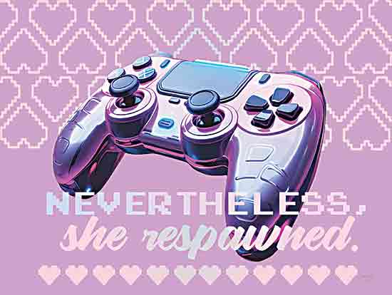 Lux + Me Designs LUX1010 - LUX1010 - She Respawned - 16x12 Games, Video Games, Tween, Girls, Nevertheless, She Respawned, Typography, Signs, Textual Art, Pink, Controller, Hearts from Penny Lane