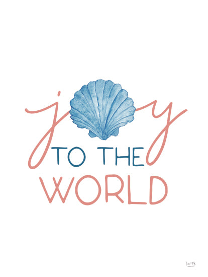 Lux + Me Designs LUX1035 - LUX1035 - Joy to the World - 12x16 Christmas, Holidays, Coastal, Joy to the World, Typography, Signs, Textual Art, Sea Shell, Red, Blue from Penny Lane