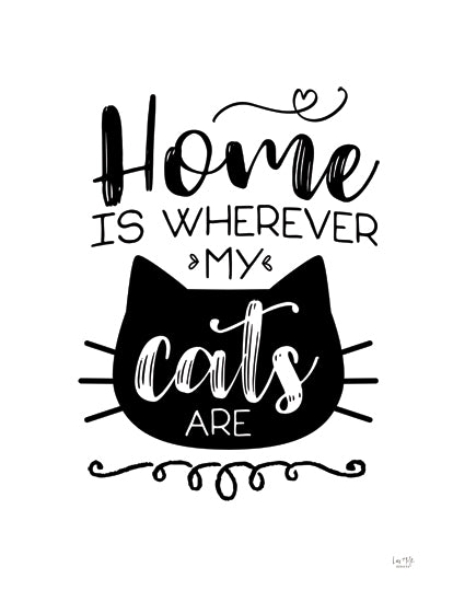 Lux + Me Designs LUX1036 - LUX1036 - Cats Home Is - 12x16 Pets, Cats, Inspirational, Home is Wherever My Cats Are, Typography, Signs, Textual Art, Black & White from Penny Lane