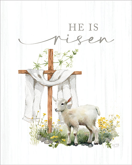 Lux + Me Designs LUX1069 - LUX1069 - He is Risen - 12x16 Easter, Religious, Cross, Lamb, He Is Risen, Typography, Signs, Textual Art, Spring, Flowers from Penny Lane