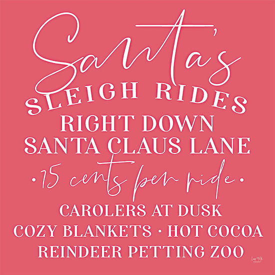 Lux + Me Designs LUX213 - LUX213 - Santa's Sleigh Rides - 12x12 Santa's Sleigh Rides, Christmas, Holidays, Red & White, Signs from Penny Lane