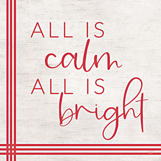 Lux + Me Designs LUX218 - LUX218 - All is Calm I - 12x12 All is Calm, All is Bright, Holidays, Christmas, Red & White, Signs from Penny Lane