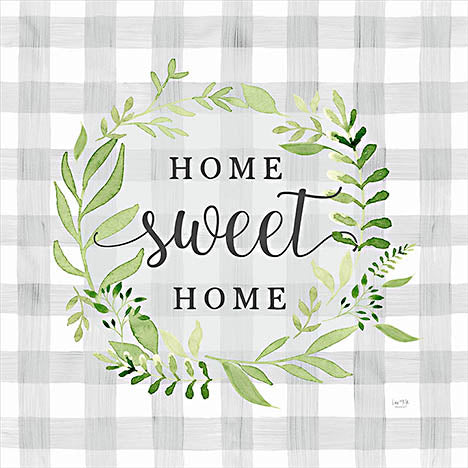 Lux + Me Designs LUX490 - LUX490 - Home Sweet Home - 12x12 Inspirational, Home Sweet Home, Typography, Signs, Textual Art, Wreath, Greenery, Home, Plaid from Penny Lane