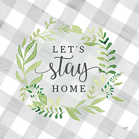 Lux + Me Designs LUX491 - LUX491 - Let's Stay Home  - 12x12 Inspirational, Let's Stay Home, Typography, Signs, Textual Art, Wreath, Greenery, Home Plaid from Penny Lane