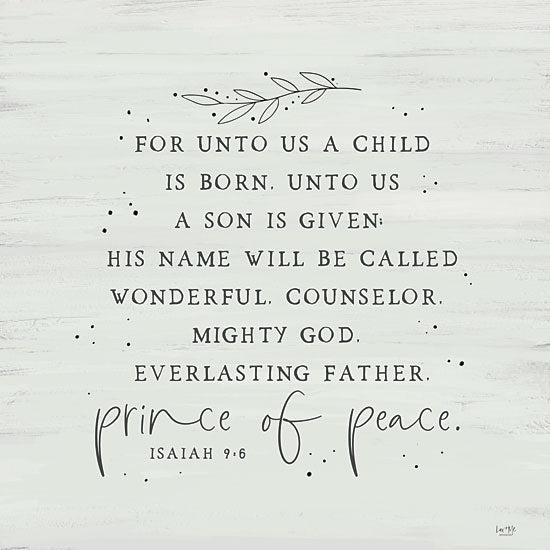 Lux + Me Designs LUX506 - LUX506 - Prince of Peace   - 12x12 Christmas, Holidays, Religious, For Unto Us a Child is Born , Isaiah, Bible Verse, Typography, Signs, Textual Art, Price of Peace from Penny Lane