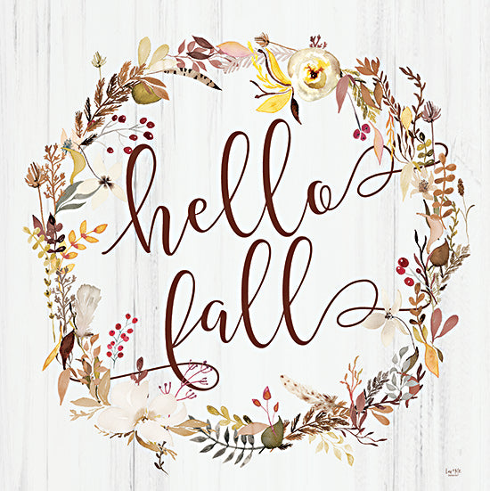 Lux + Me Designs LUX605 - LUX605 - Hello Fall - 12x12 Hello Fall, Fall, Autumn, Leaves, Nature, Wreath, Typography, Signs from Penny Lane