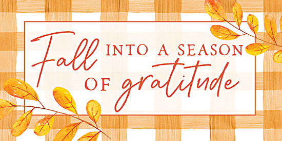 Lux + Me Designs LUX667 - LUX667 - Season of Gratitude - 18x9 Fall Into a Season of Gratitude, Gratitude, Fall, Autumn, Orange & White, Plaid, Leaves, Typography, Signs from Penny Lane