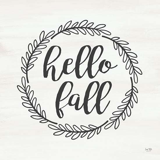 Lux + Me Designs LUX672 - LUX672 - Hello Fall - 12x12 Hello Fall, Fall, Autumn, Wreath, Leaves, Black & White, Typography, Signs from Penny Lane